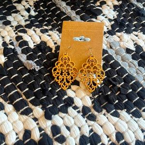 Diamond Shaped Mustard Yellow Earrings